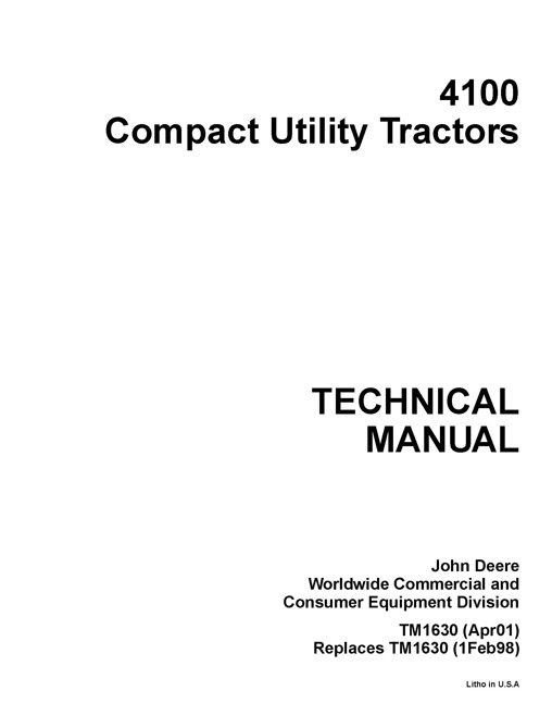 John Deere TM1630 Technical Manual - 4100 Compact Utility Tractors