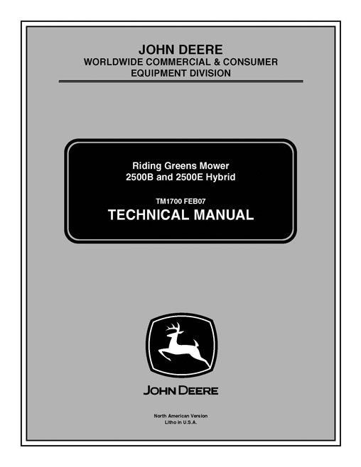 John Deere TM1700 Greens Mower 2500B 2500E Technical Service Manual